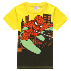 Cartoon Print Short Sleeve: Captain America, Spider-Man, Batman