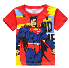 Cartoon Print Short Sleeve: Captain America, Spider-Man, Batman