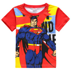 Cartoon Print Short Sleeve: Captain America, Spider-Man, Batman