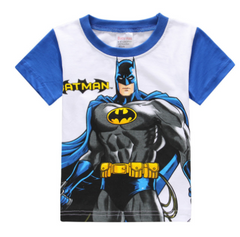 Cartoon Print Short Sleeve: Captain America, Spider-Man, Batman