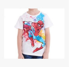 Cartoon Print Short Sleeve: Captain America, Spider-Man, Batman