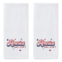 SKL Home Patriotic 4th of July Retro America Americana Hand Towel (2-Pack)